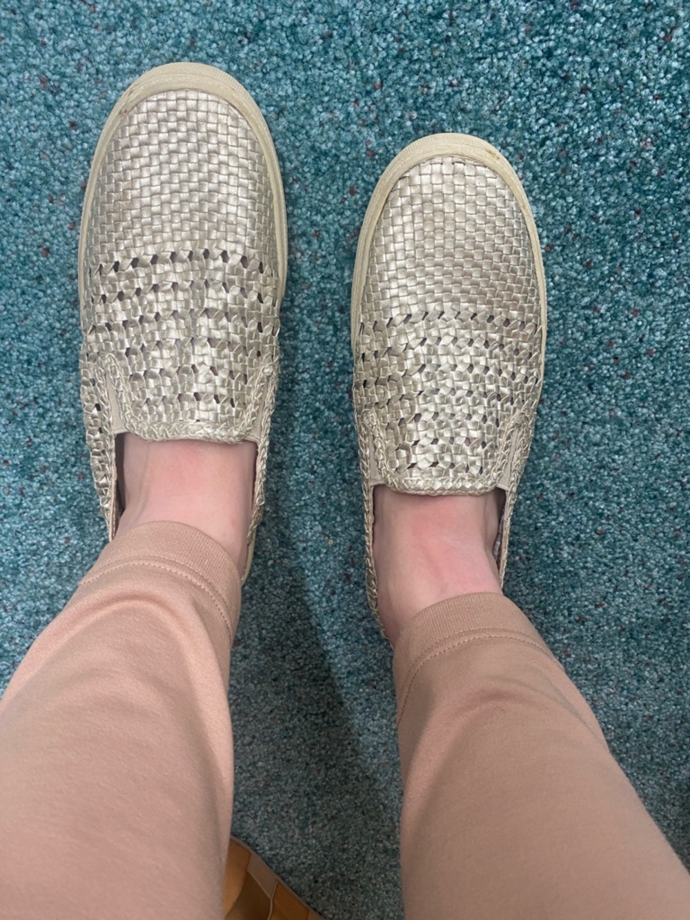 Marc Fisher Metallic Gold Woven Slip-On Loafers